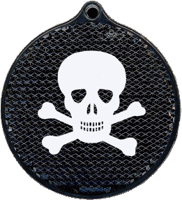 Hard Black Round Jolly Roger Reflector