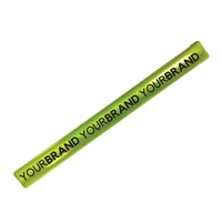 Yellow slap wrap reflector with custom wholesale text imprint preview reading "Your Brand"